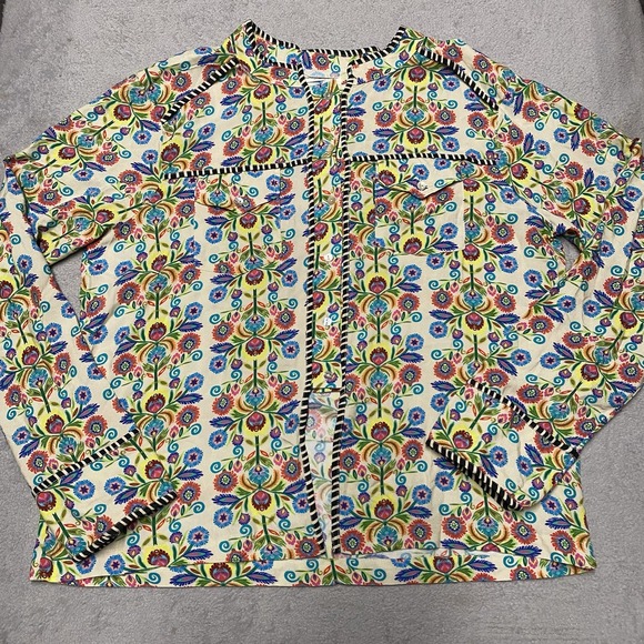 NATURAL LIFE Tops - Natural Life Shirt Large Floral Colorful Whimsical Rayon Boho Beach